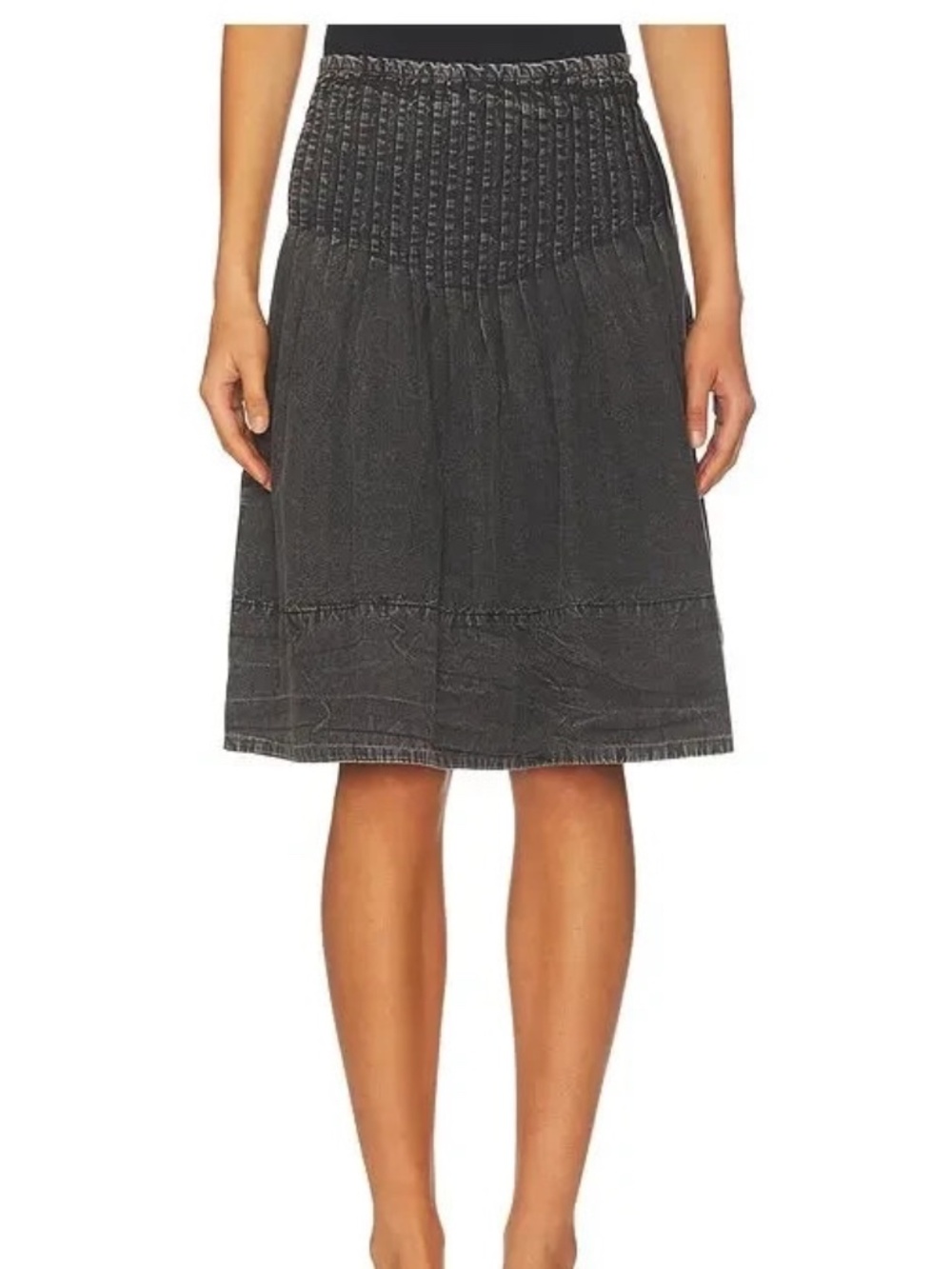Unworn Free People Pleated Panel Midi Skirt in Grey
